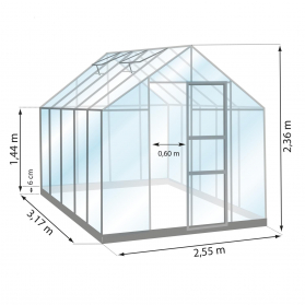 Serre de jardin en verre trempé 3 mm Lams CARVI 8,10 m² 