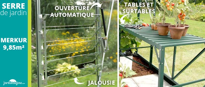 accessoires pour serre de jardin : tables, étagères